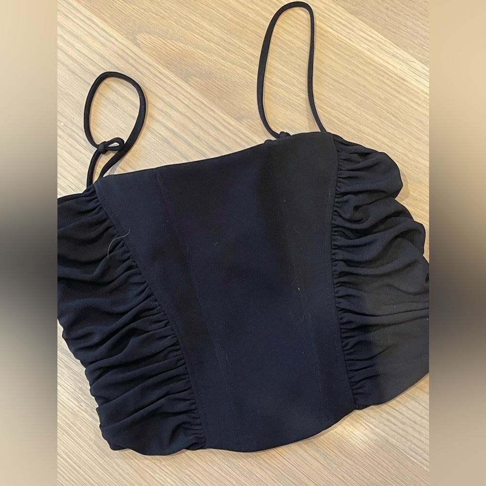 Zara black crop spaghetti strap top small